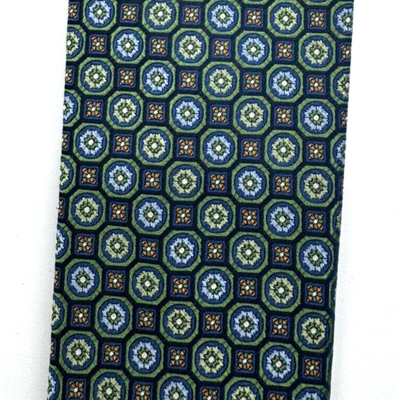 Bruno Piattelli Tie Men Geometric Floral Geometric Vintage 100% Silk USA Necktie - Picture 9 of 9